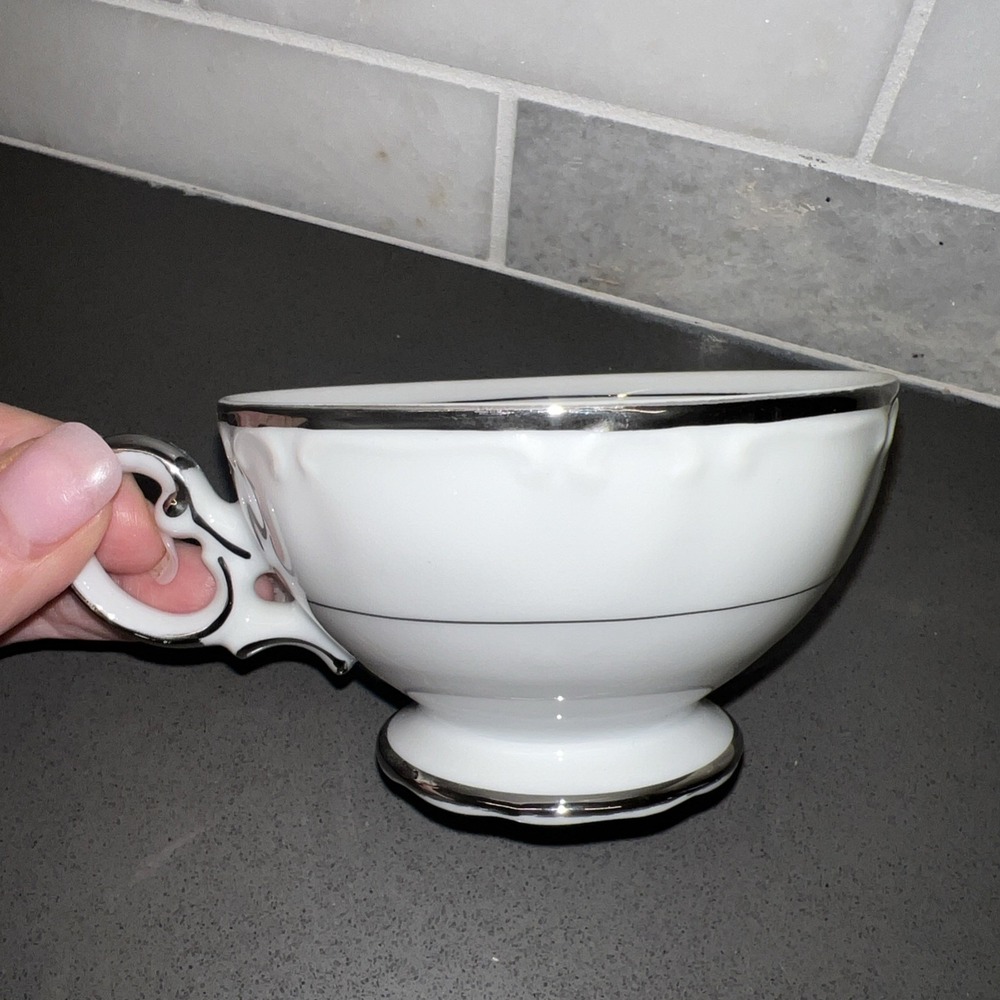 Vintage 1963 Silver Sonata By HARMONY HOUSE FINE CHINA Footed Tea and Coffee Cup